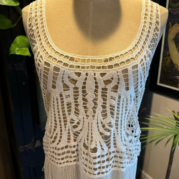 Urban Outfitters Crochet Lace Fringed Cotton Bohemian Beach 70’s vibe tank - Picture 7 of 12